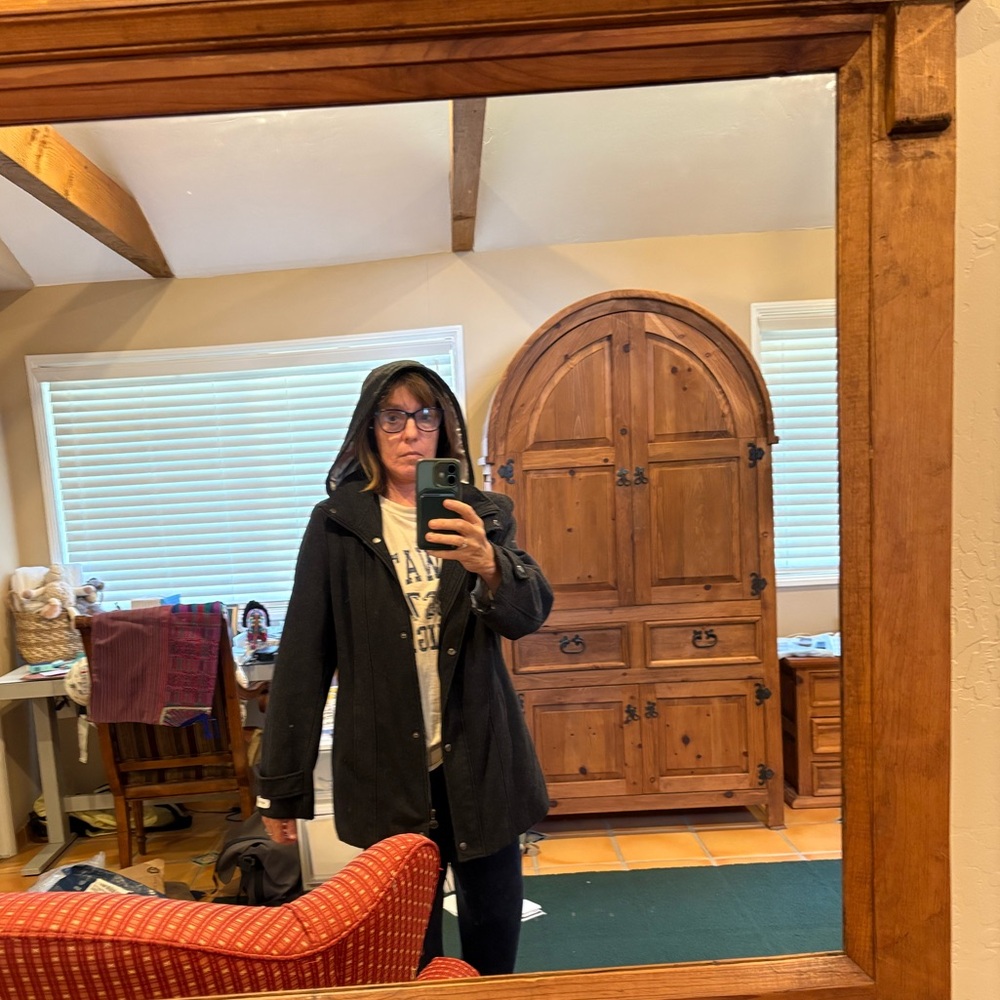 Calvin Klein Black Hooded Pea Coat